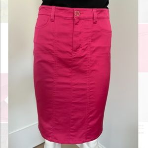 Satin Fuchsia fitted skirt